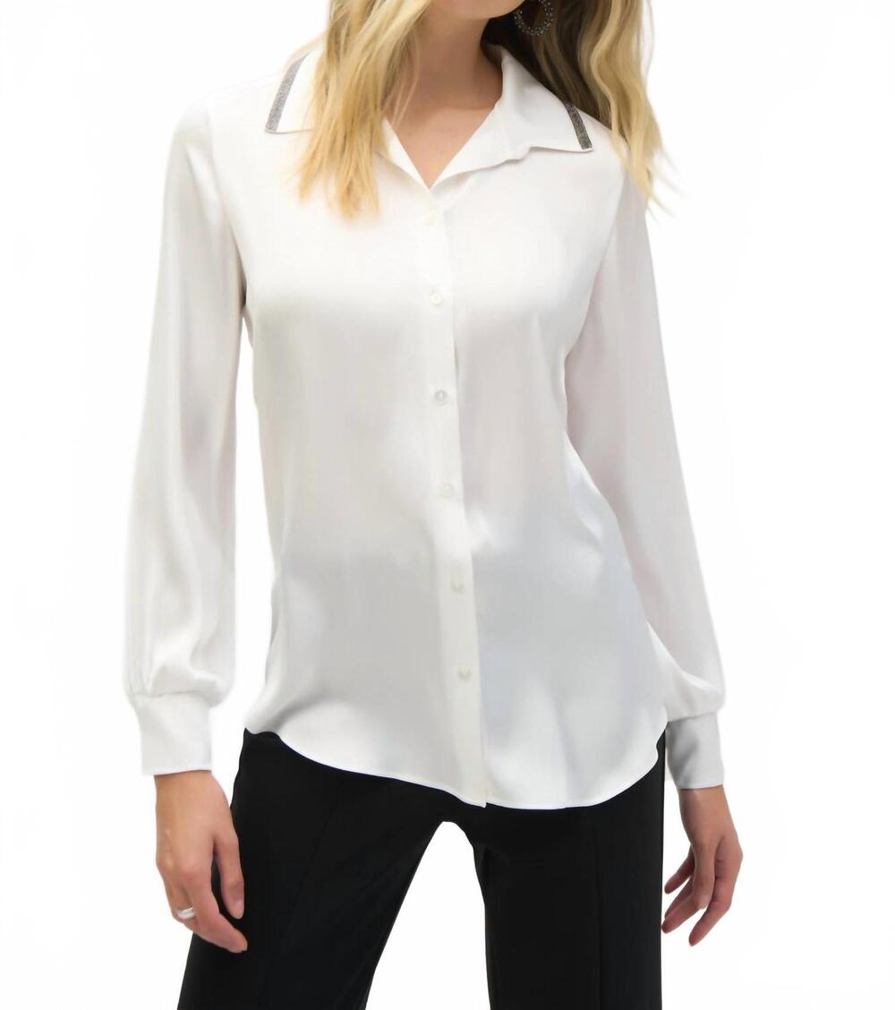 NEW JOSEPH RIBKOFF satin straight blouse in vanilla